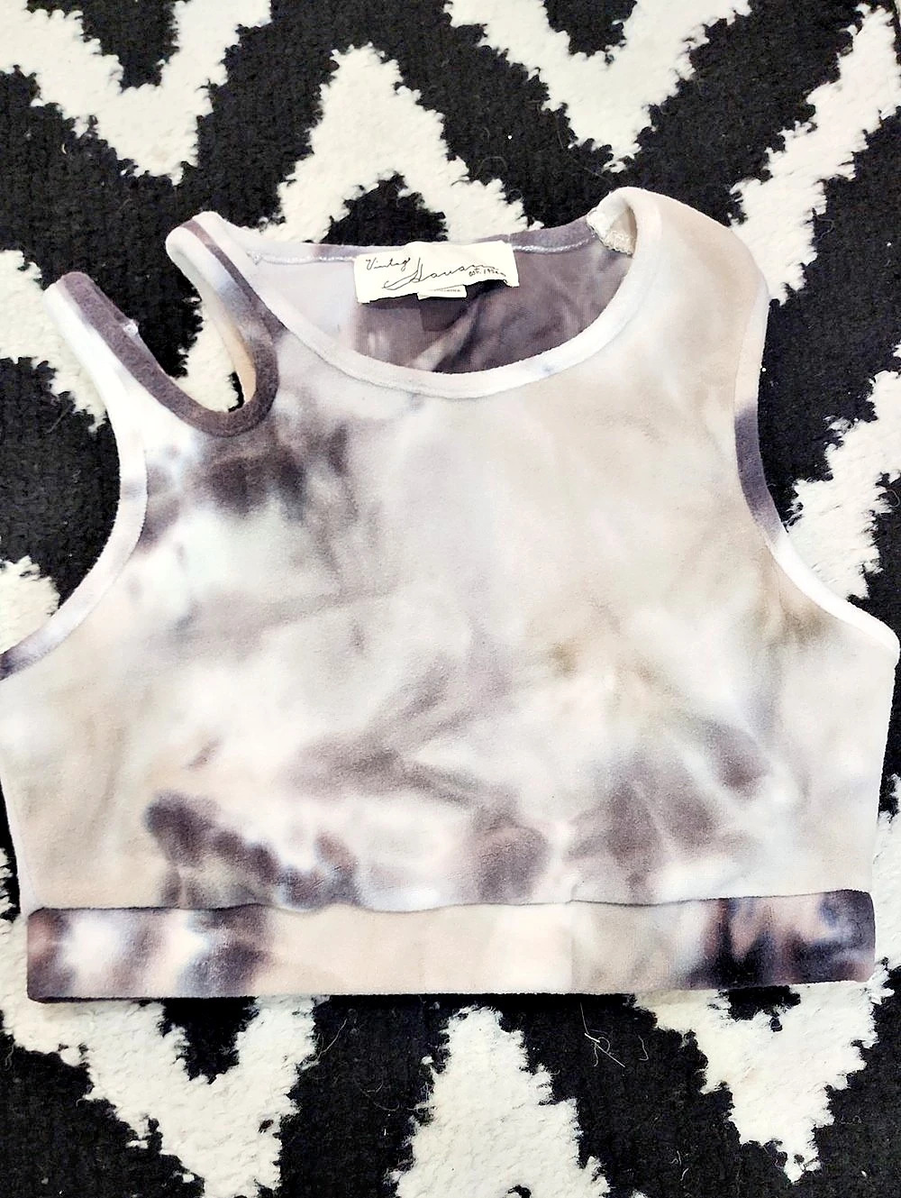 Savage Tie-Dye Crop Tank in Gray & Black Size Small Like New